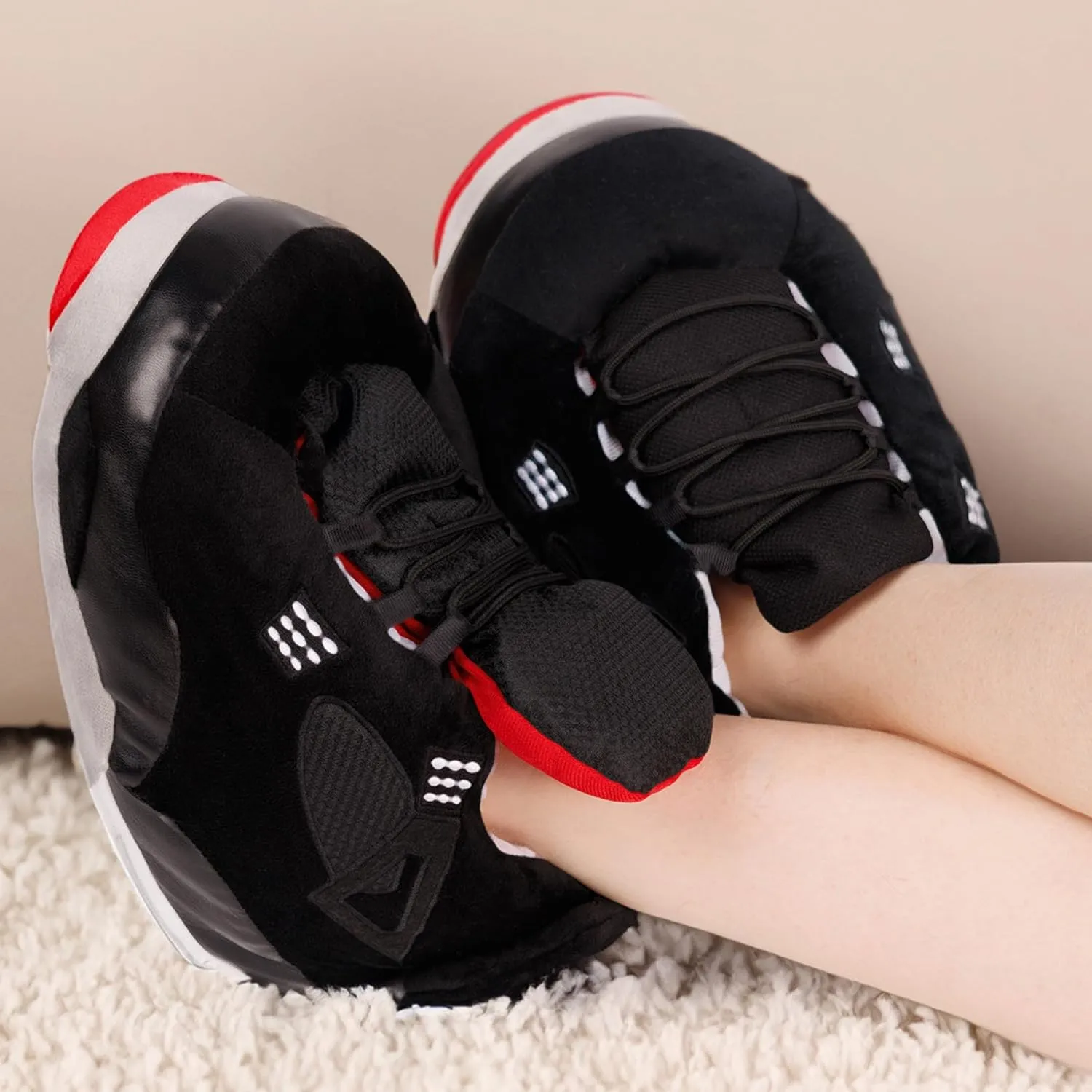 Sneaker Slippers, Trendy Plush Home Shoes Anti-Slip Soft Comfy Slides Warm Winter House Footwear One Size Fits Women Men