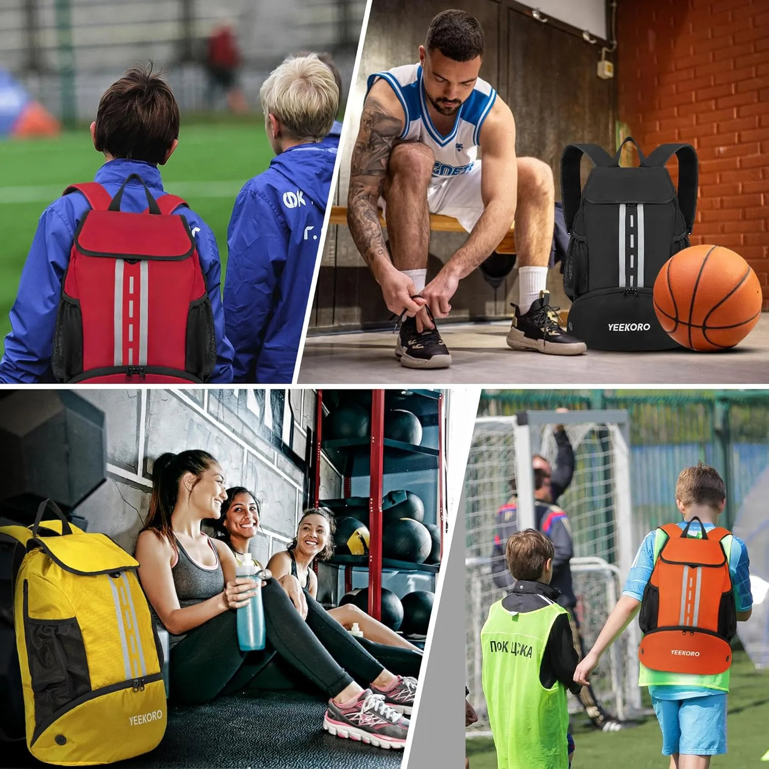 Soccer Backpack Multifunctional Sport Gym Bags with Dry-wet Separate & Shoe Compartment for Basketball Volleyball
