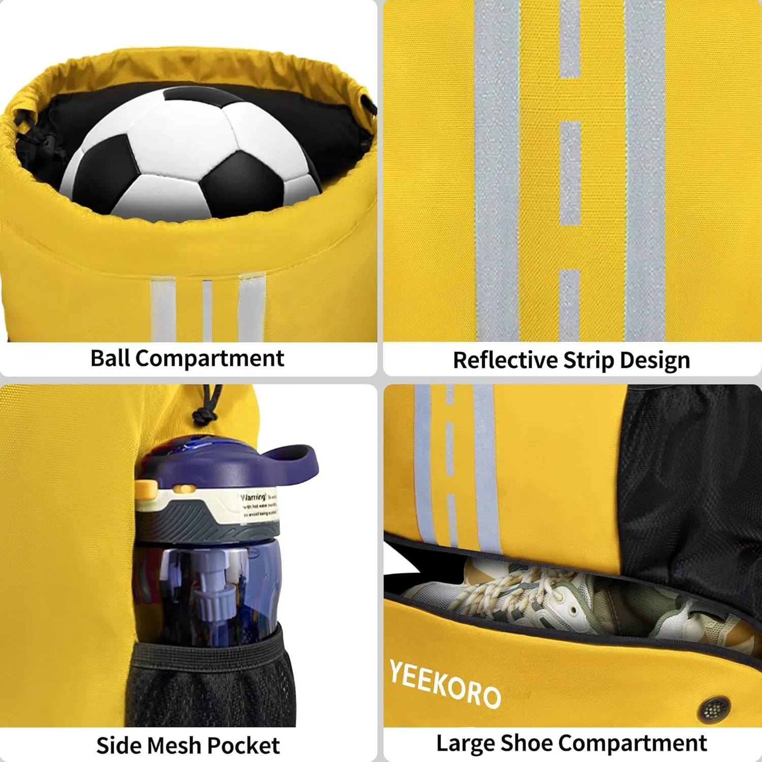 Soccer Backpack Multifunctional Sport Gym Bags with Dry-wet Separate & Shoe Compartment for Basketball Volleyball