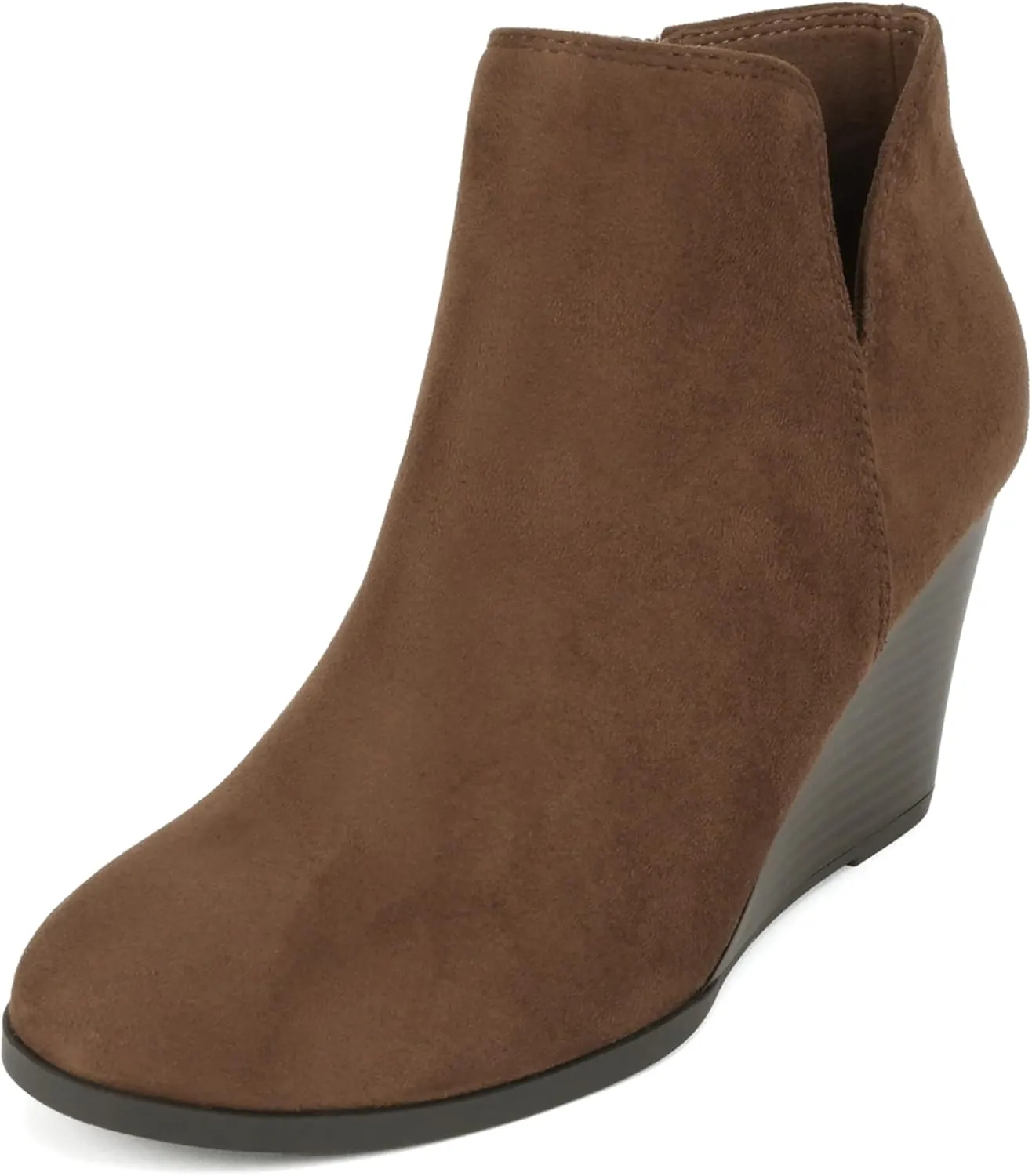 Soda Ability - Mid Ankle Bootie w/Split Shaft and Zipper Stacked Wedge Heel