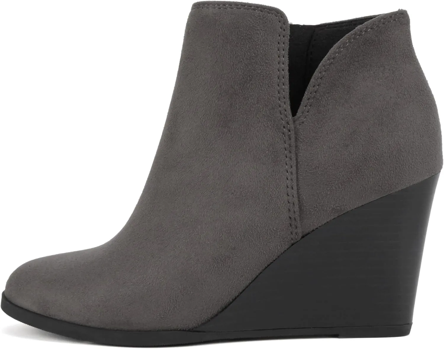 Soda Ability - Mid Ankle Bootie w/Split Shaft and Zipper Stacked Wedge Heel
