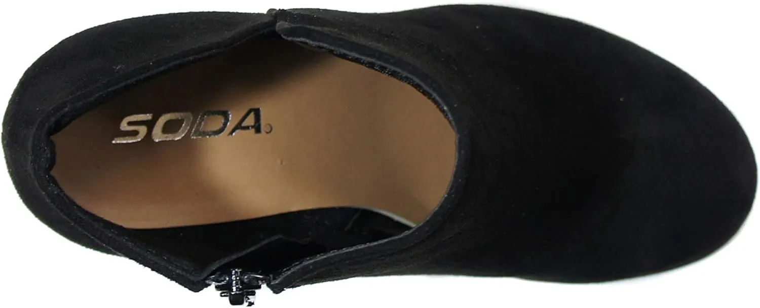 Soda Ability - Mid Ankle Bootie w/Split Shaft and Zipper Stacked Wedge Heel