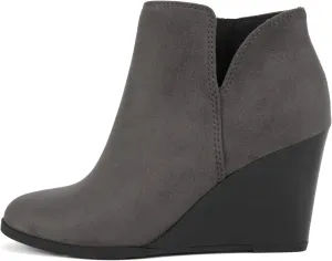 Soda Ability - Mid Ankle Bootie w/Split Shaft and Zipper Stacked Wedge Heel
