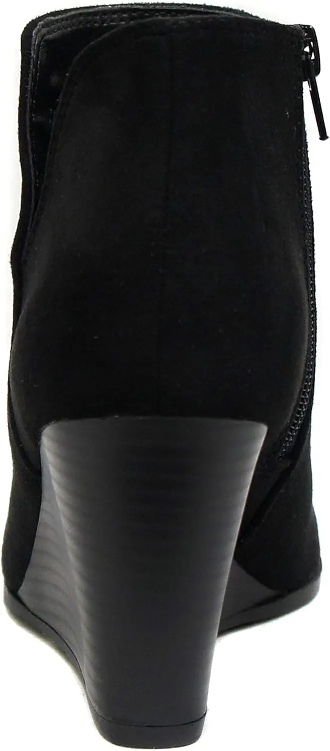 Soda Ability - Mid Ankle Bootie w/Split Shaft and Zipper Stacked Wedge Heel