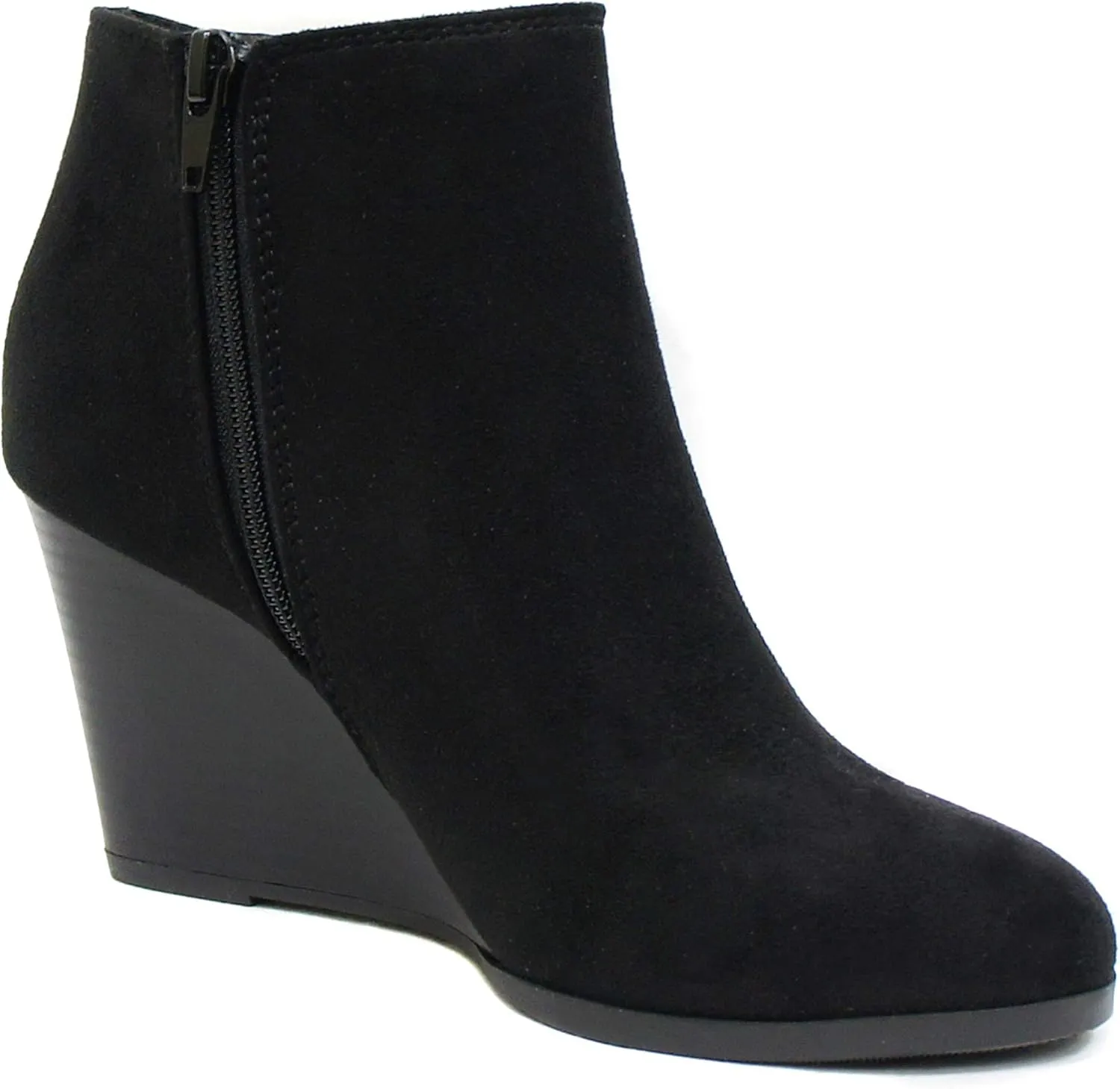 Soda Ability - Mid Ankle Bootie w/Split Shaft and Zipper Stacked Wedge Heel