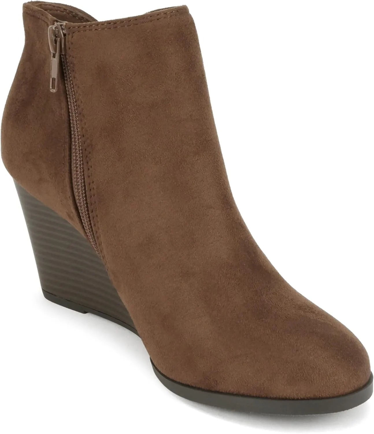 Soda Ability - Mid Ankle Bootie w/Split Shaft and Zipper Stacked Wedge Heel