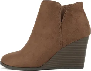 Soda Ability - Mid Ankle Bootie w/Split Shaft and Zipper Stacked Wedge Heel