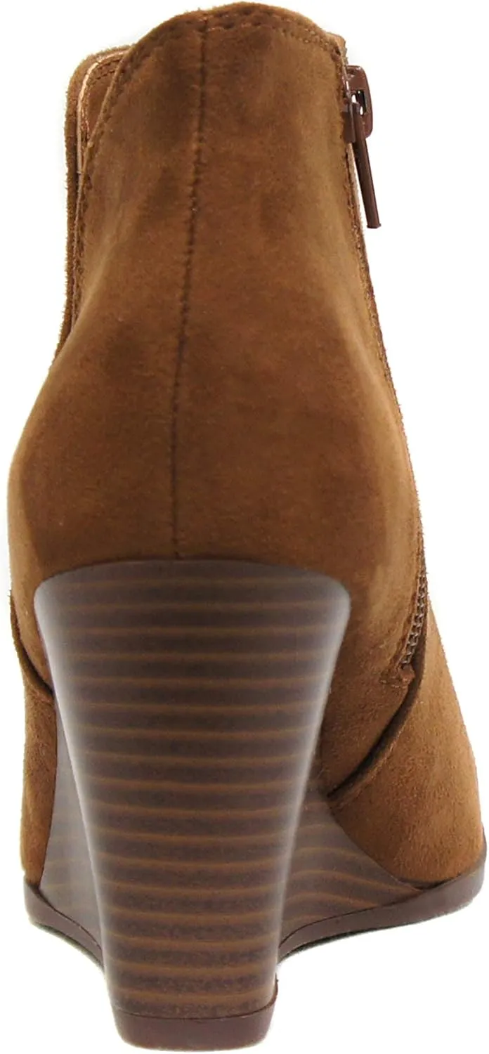 Soda Ability - Mid Ankle Bootie w/Split Shaft and Zipper Stacked Wedge Heel