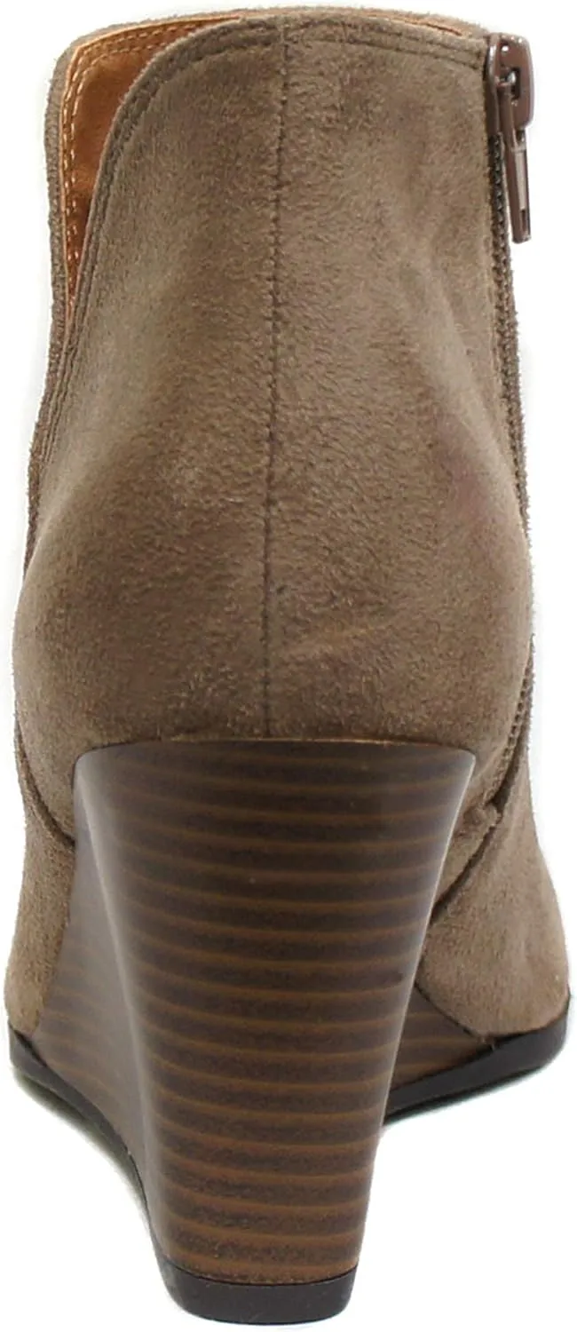 Soda Ability - Mid Ankle Bootie w/Split Shaft and Zipper Stacked Wedge Heel