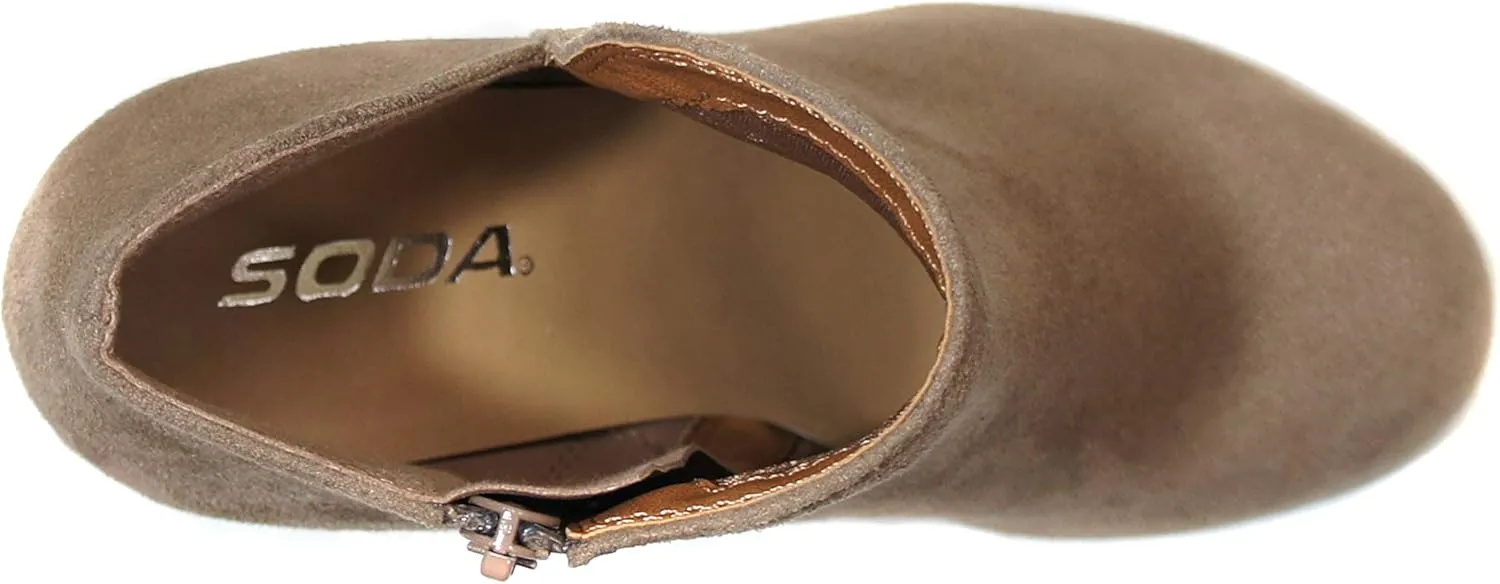 Soda Ability - Mid Ankle Bootie w/Split Shaft and Zipper Stacked Wedge Heel
