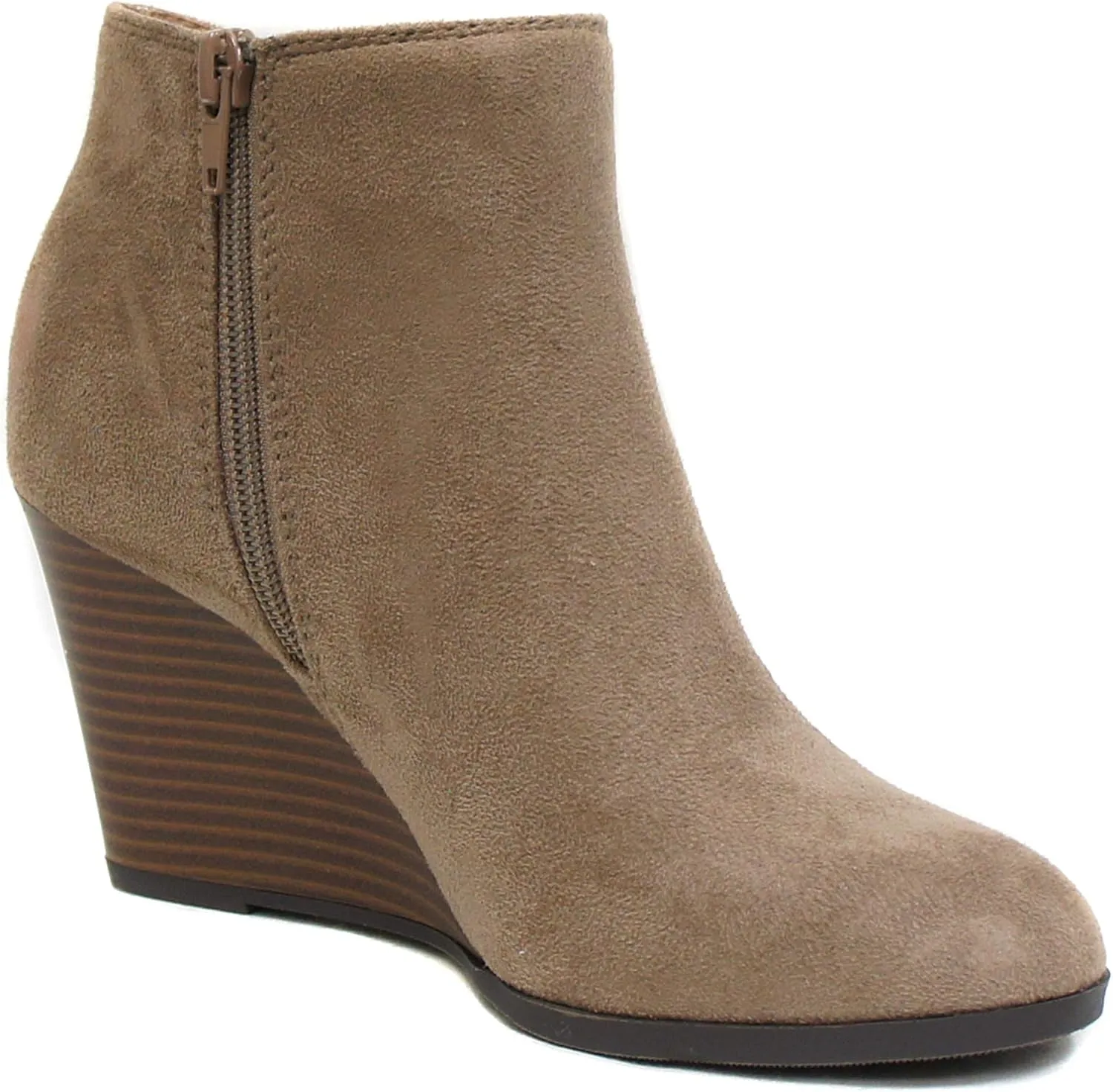 Soda Ability - Mid Ankle Bootie w/Split Shaft and Zipper Stacked Wedge Heel