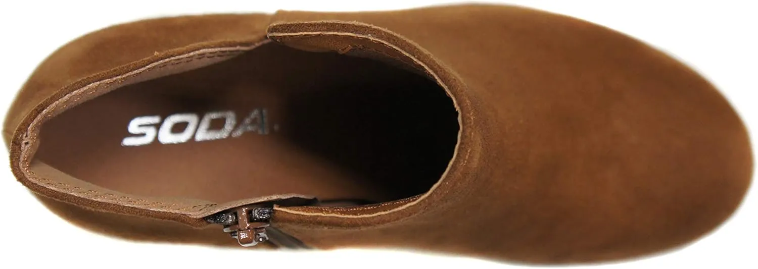 Soda Ability - Mid Ankle Bootie w/Split Shaft and Zipper Stacked Wedge Heel