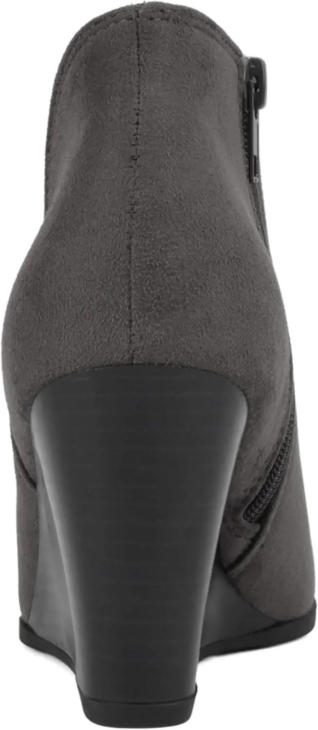 Soda Ability - Mid Ankle Bootie w/Split Shaft and Zipper Stacked Wedge Heel