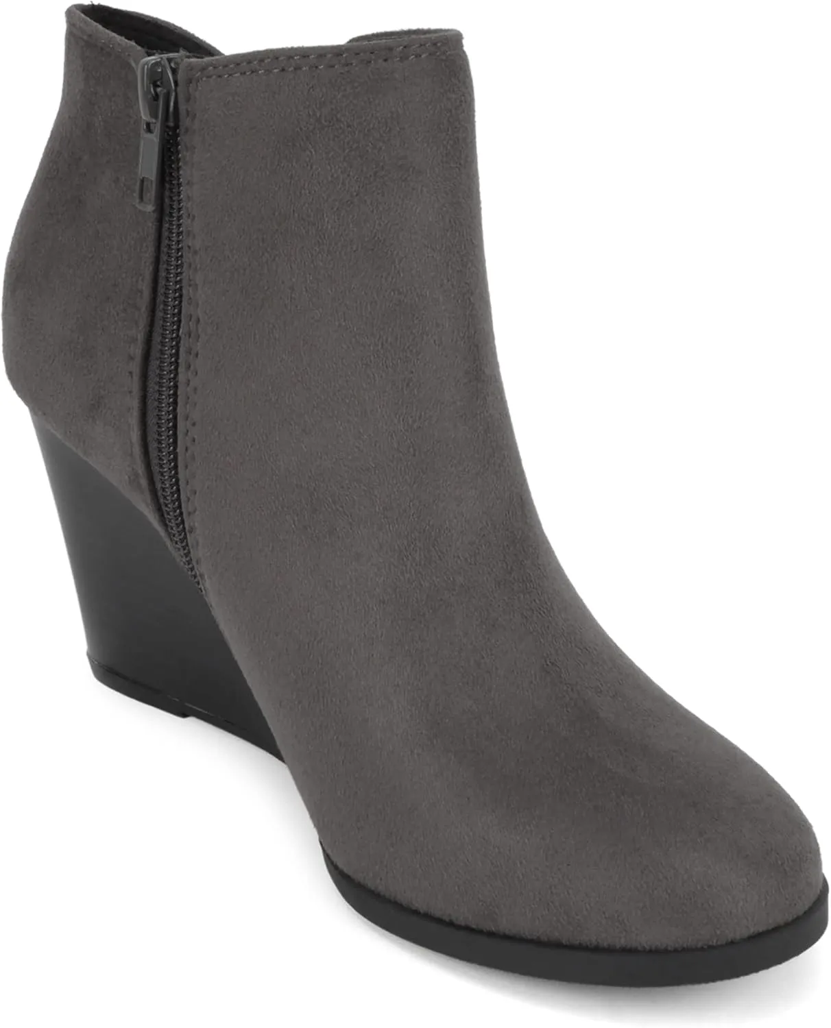 Soda Ability - Mid Ankle Bootie w/Split Shaft and Zipper Stacked Wedge Heel