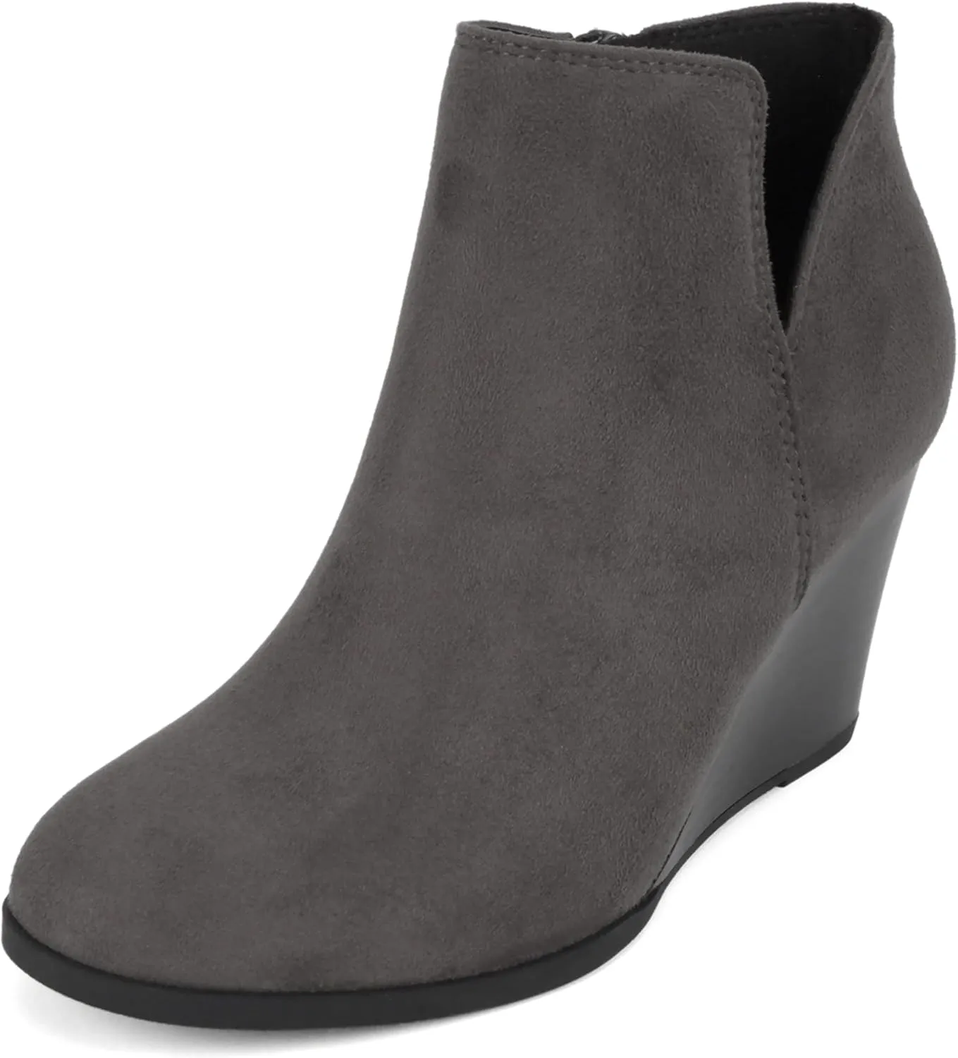 Soda Ability - Mid Ankle Bootie w/Split Shaft and Zipper Stacked Wedge Heel