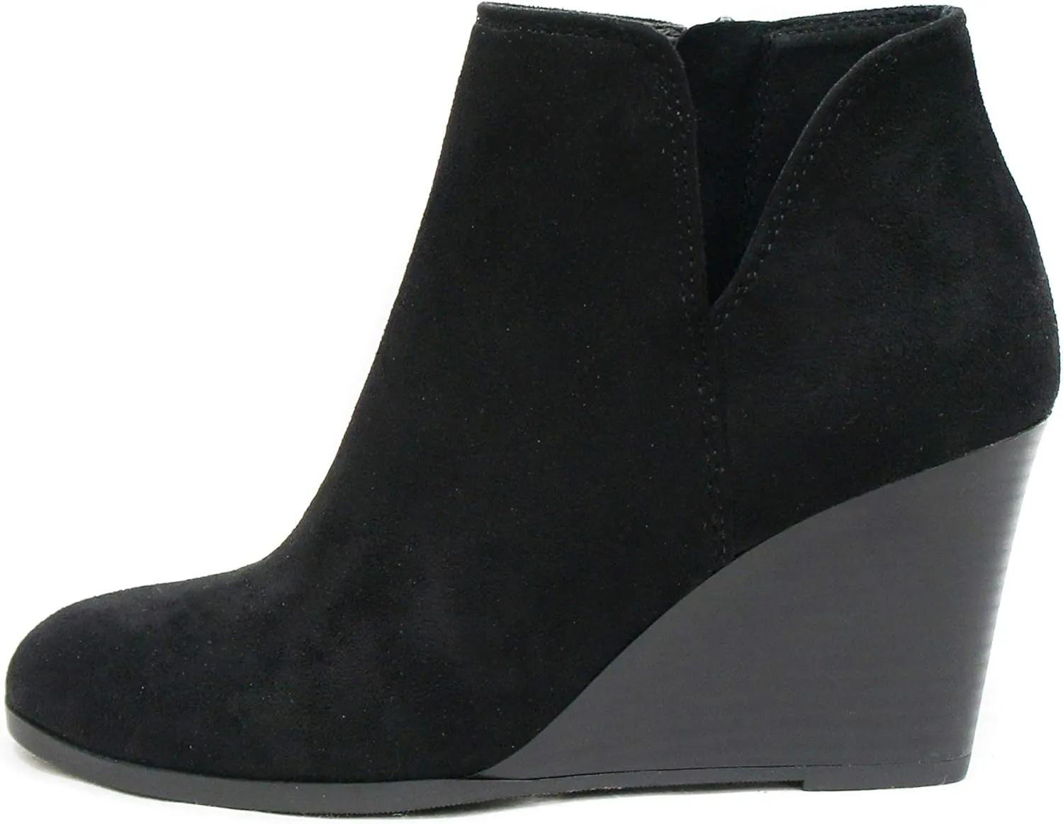 Soda Ability - Mid Ankle Bootie w/Split Shaft and Zipper Stacked Wedge Heel