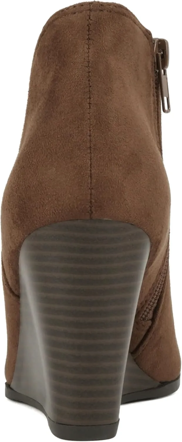 Soda Ability - Mid Ankle Bootie w/Split Shaft and Zipper Stacked Wedge Heel