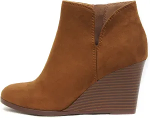 Soda Ability - Mid Ankle Bootie w/Split Shaft and Zipper Stacked Wedge Heel