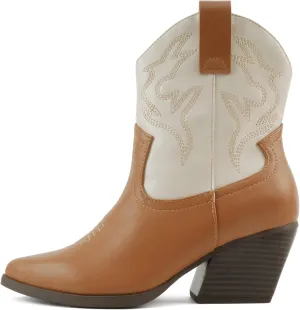 Soda “BLAZING” ~ Women Western Bootie Pointe Toe with Low Heel (Wide Fit Available)