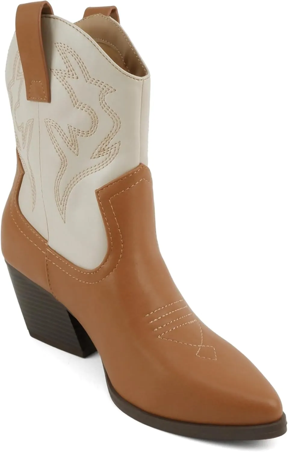 Soda “BLAZING” ~ Women Western Bootie Pointe Toe with Low Heel (Wide Fit Available)