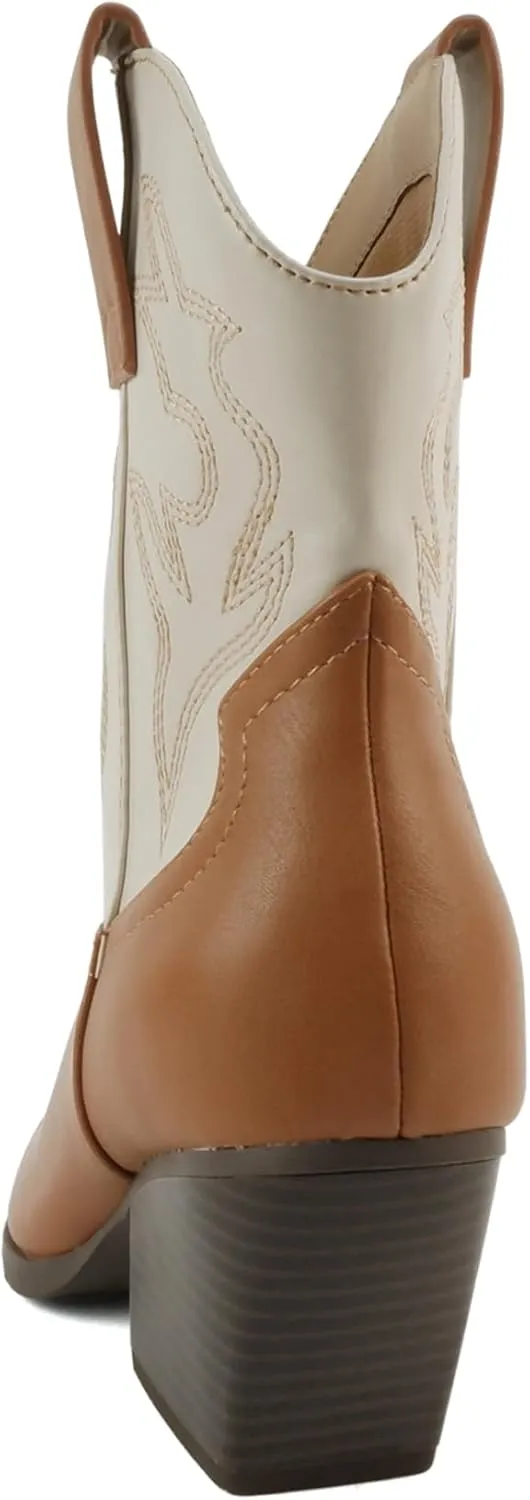 Soda “BLAZING” ~ Women Western Bootie Pointe Toe with Low Heel (Wide Fit Available)