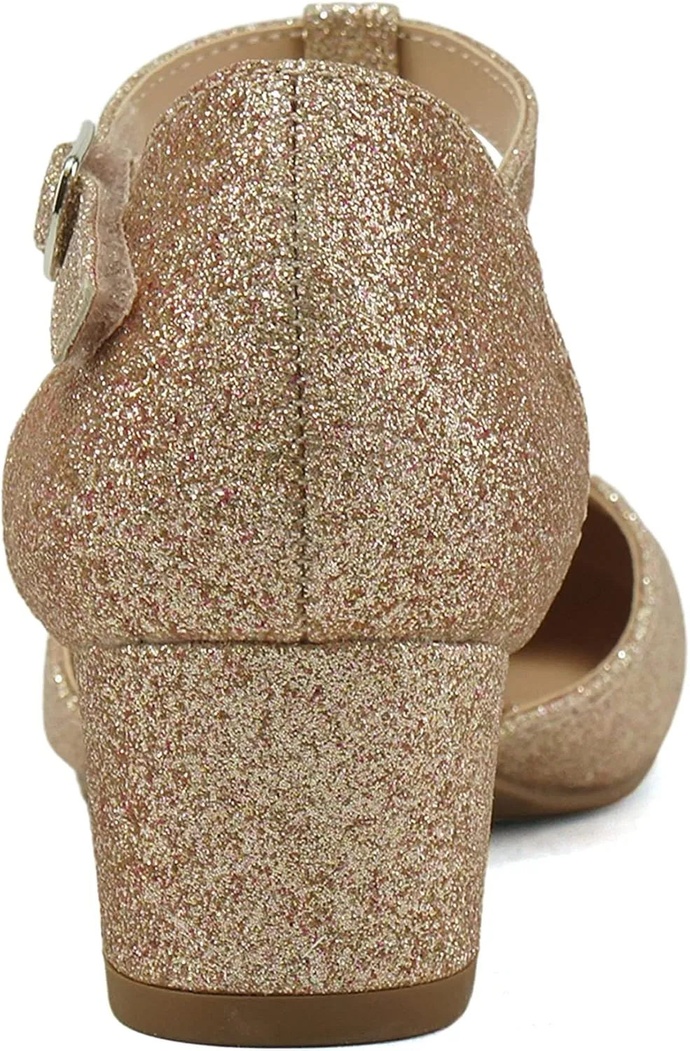 Soda Bluff-2 Kids/Children/Girls Fashion Sparkly Bling Glitter Classic T-Strap Mary Jane Block Heel Rounded Shoes