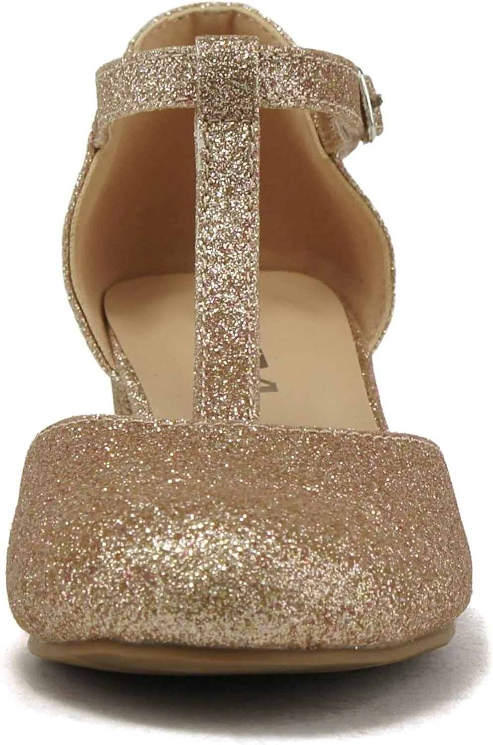 Soda Bluff-2 Kids/Children/Girls Fashion Sparkly Bling Glitter Classic T-Strap Mary Jane Block Heel Rounded Shoes