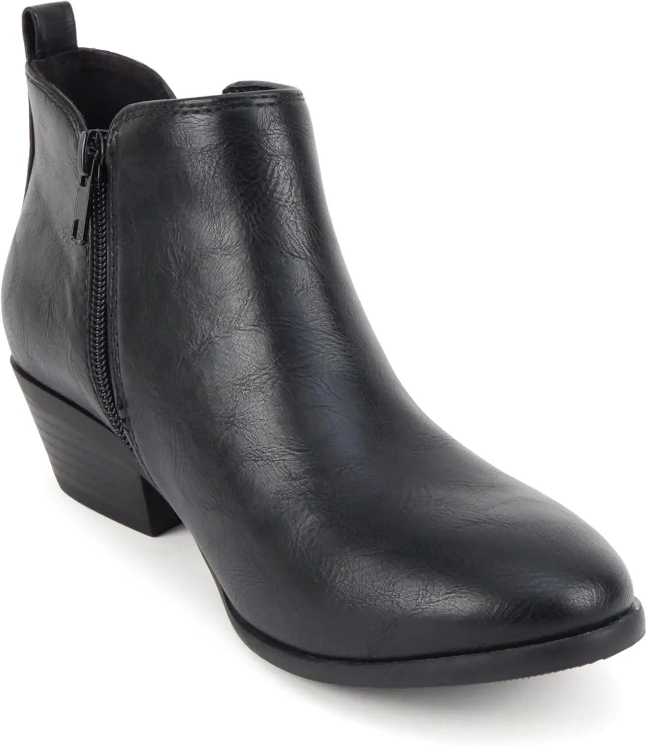 Soda “CHARMER” ~ Women Pointed Toe Elastic Gore Low Heel Ankle Bootie with Zipper Closure