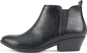 Soda “CHARMER” ~ Women Pointed Toe Elastic Gore Low Heel Ankle Bootie with Zipper Closure