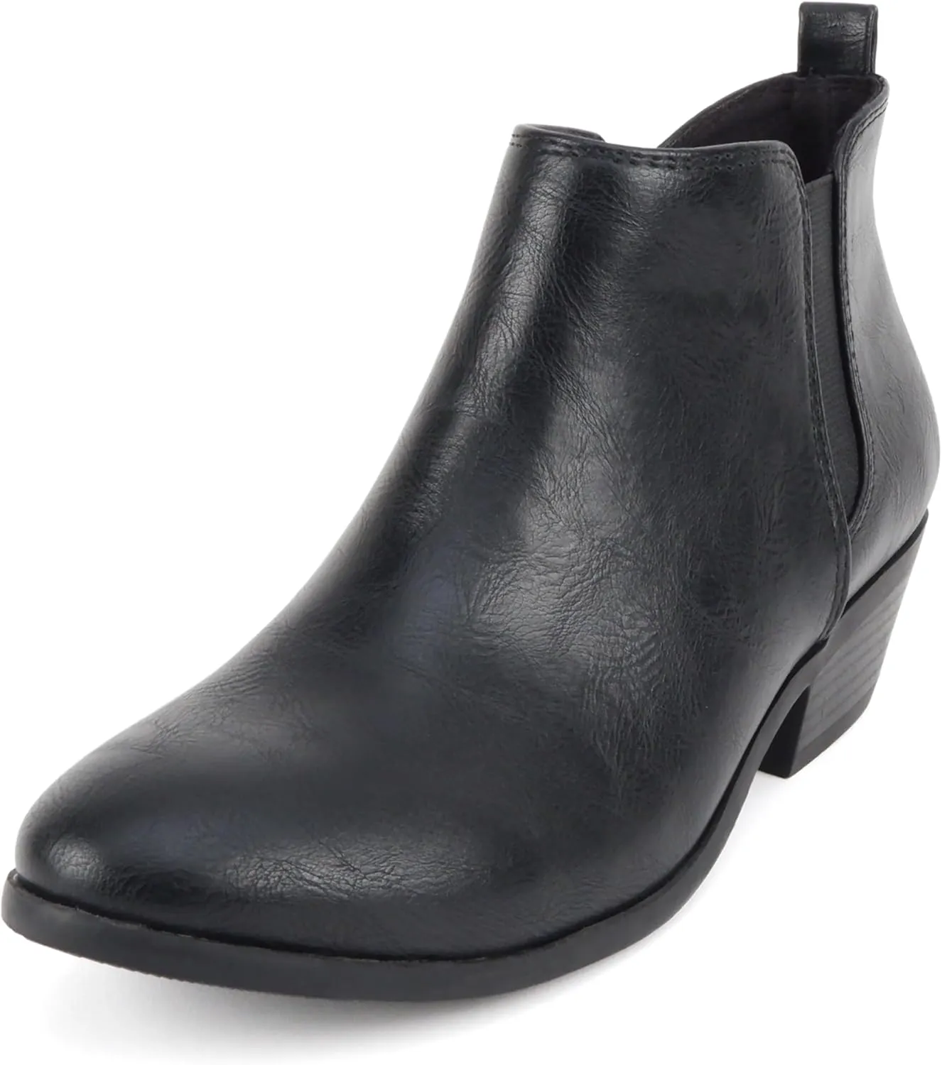 Soda “CHARMER” ~ Women Pointed Toe Elastic Gore Low Heel Ankle Bootie with Zipper Closure