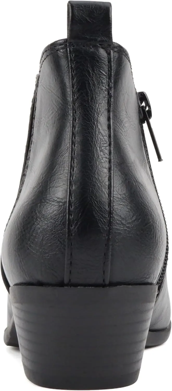 Soda “CHARMER” ~ Women Pointed Toe Elastic Gore Low Heel Ankle Bootie with Zipper Closure