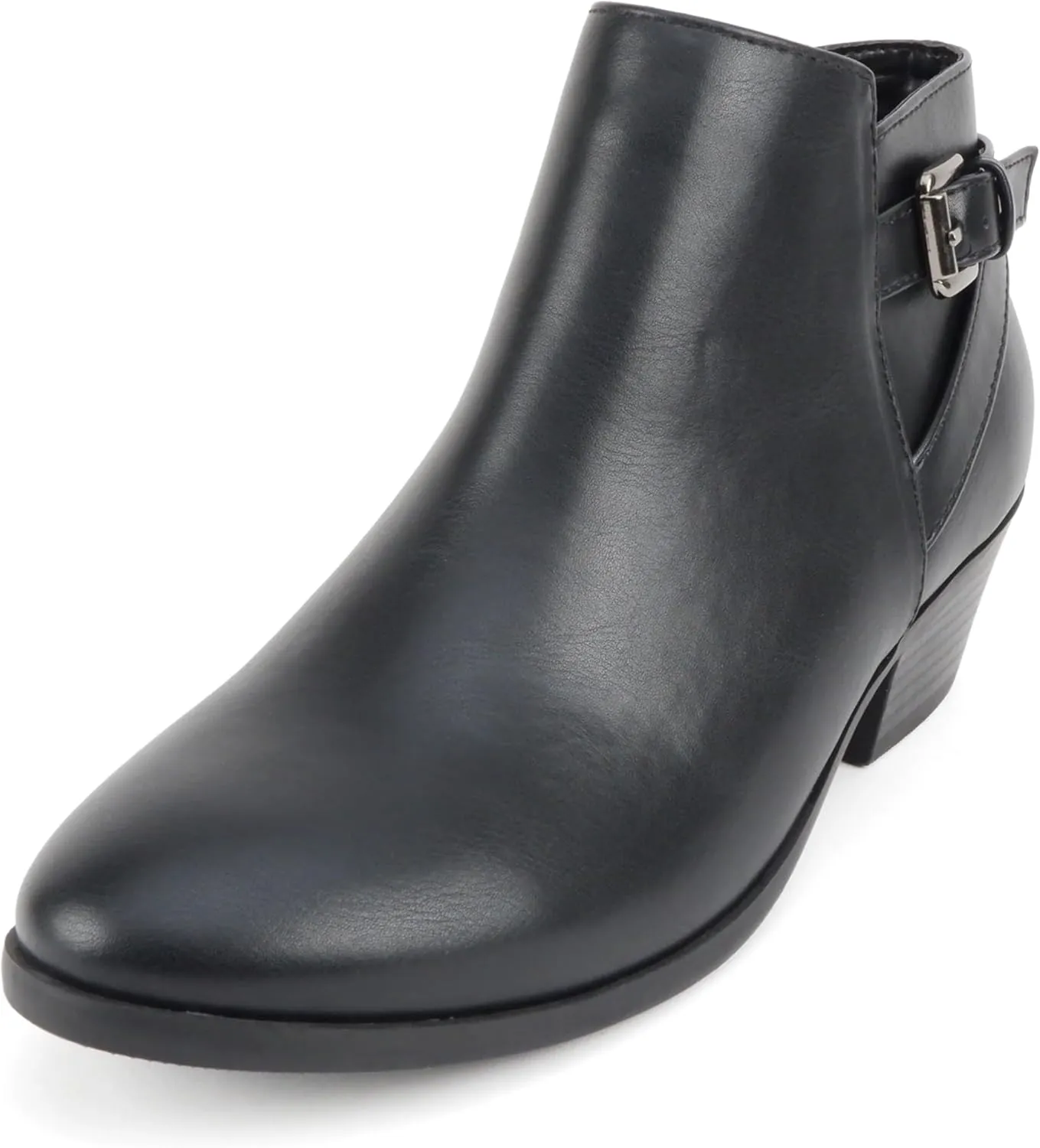 Soda CHOYA Women's Round Toe Faux Suede Stacked Heel Western Ankle Bootie