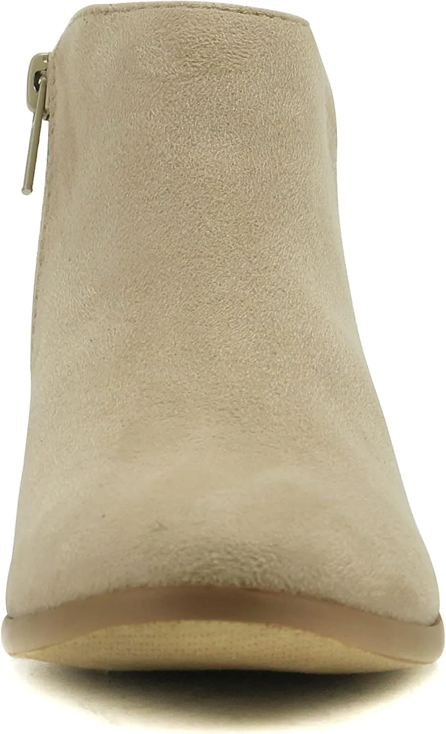 Soda Lt Wheat Su Stacked Block Heel Closed Rounded Toe Side Zipper Ankle Booties