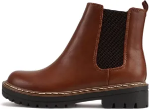 Soda Pilot ~ Women Lug Sole Low Heel Chelsea Fashion Ankle Bootie w/Double Elastic Gore
