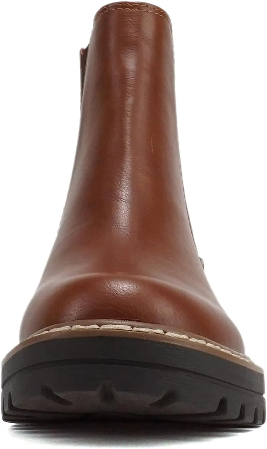 Soda Pilot ~ Women Lug Sole Low Heel Chelsea Fashion Ankle Bootie w/Double Elastic Gore