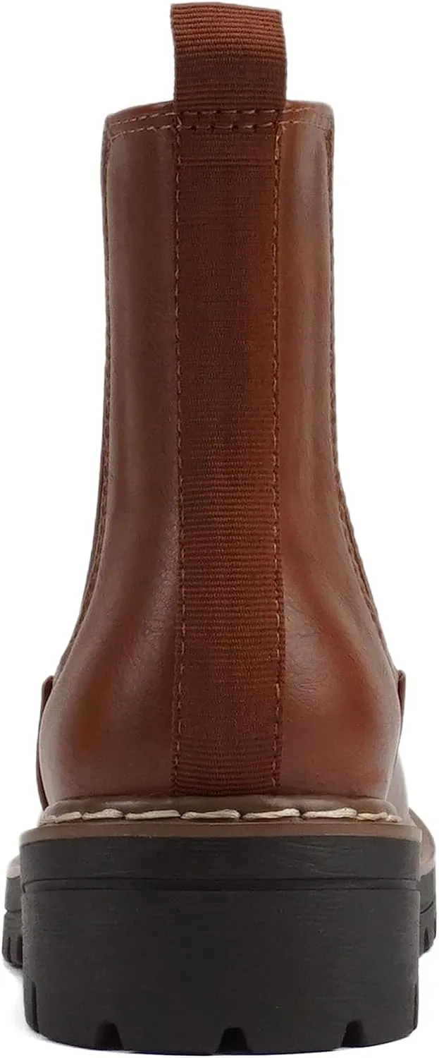 Soda Pilot ~ Women Lug Sole Low Heel Chelsea Fashion Ankle Bootie w/Double Elastic Gore