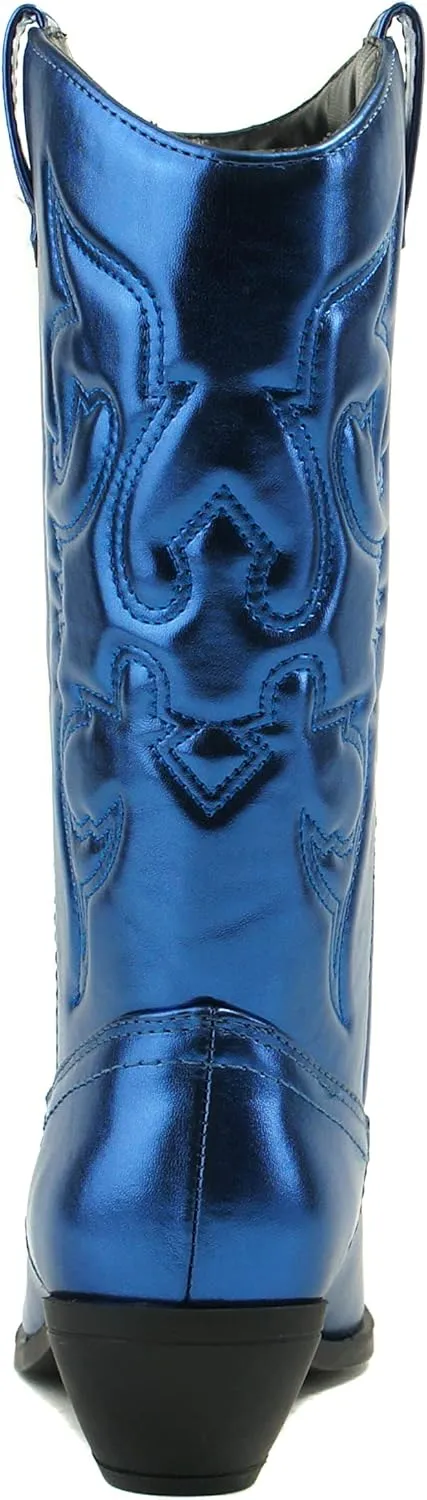Soda RENO ~ Women Western Cowboy Stitched Pointe Toe Low Heel Ankle Mid Shaft Fashion Boots
