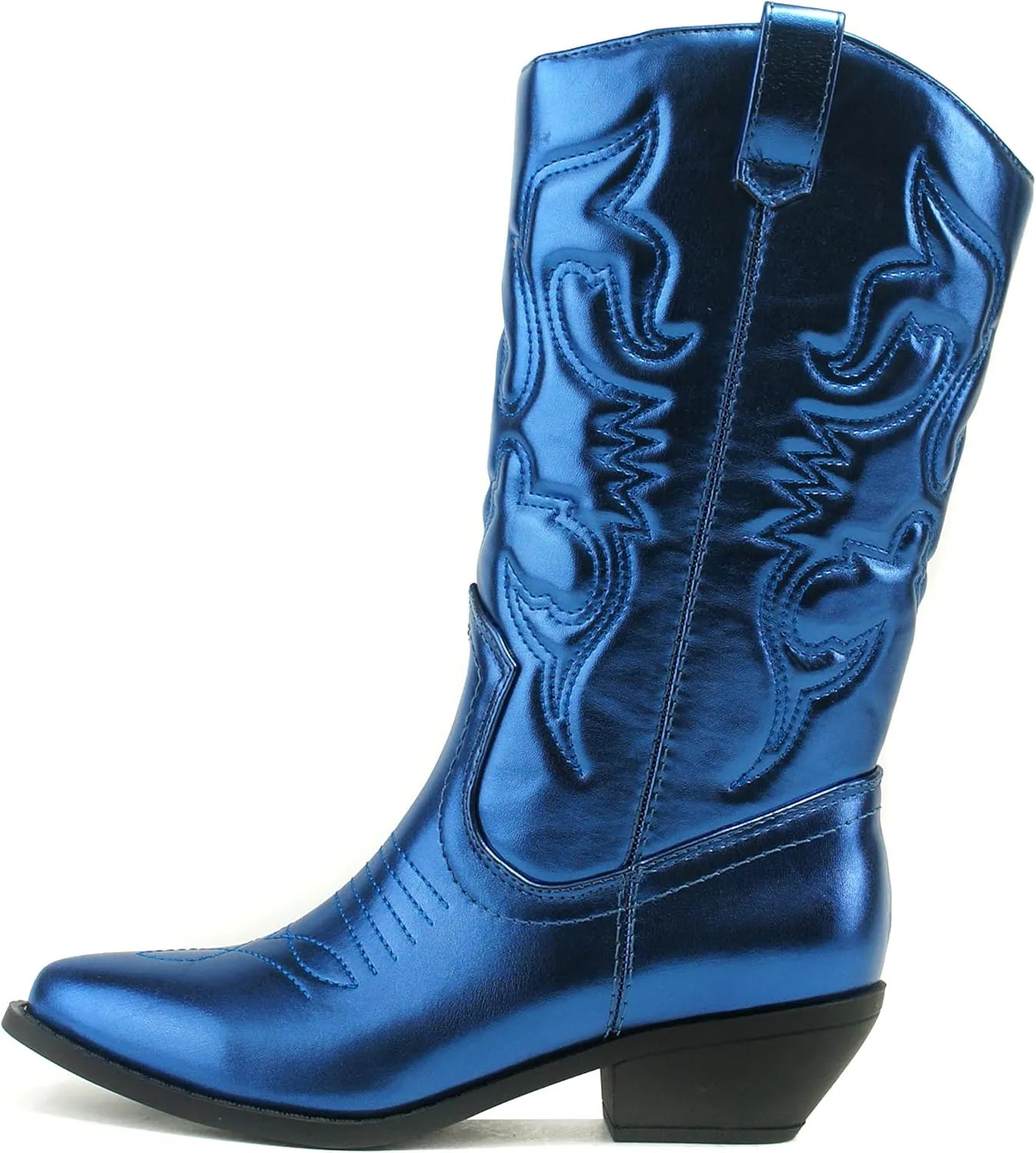 Soda RENO ~ Women Western Cowboy Stitched Pointe Toe Low Heel Ankle Mid Shaft Fashion Boots