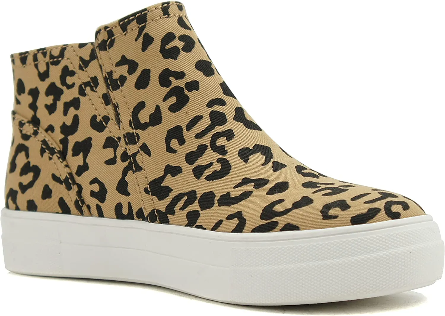 Soda Route Women High Top Fashion Sneaker Shoes with Padded Sole & Side Zipper (L-TAN Bobcat, Numeric_6_Point_5)