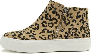 Soda Route Women High Top Fashion Sneaker Shoes with Padded Sole & Side Zipper (L-TAN Bobcat, Numeric_6_Point_5)