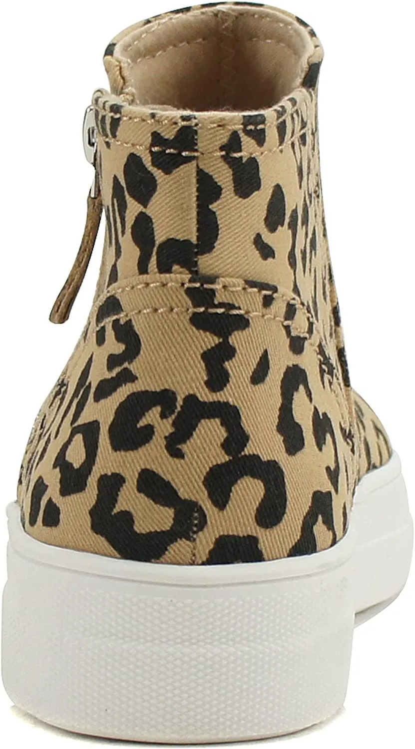 Soda Route Women High Top Fashion Sneaker Shoes with Padded Sole & Side Zipper (L-TAN Bobcat, Numeric_6_Point_5)
