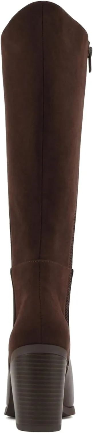 Soda “Study” ~ Women Pointed Toe Low Heel Knee-High Boot with Side Zipper