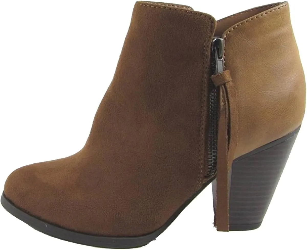 Soda Women's Ages Tassel Zip Chunky Heel Bootie