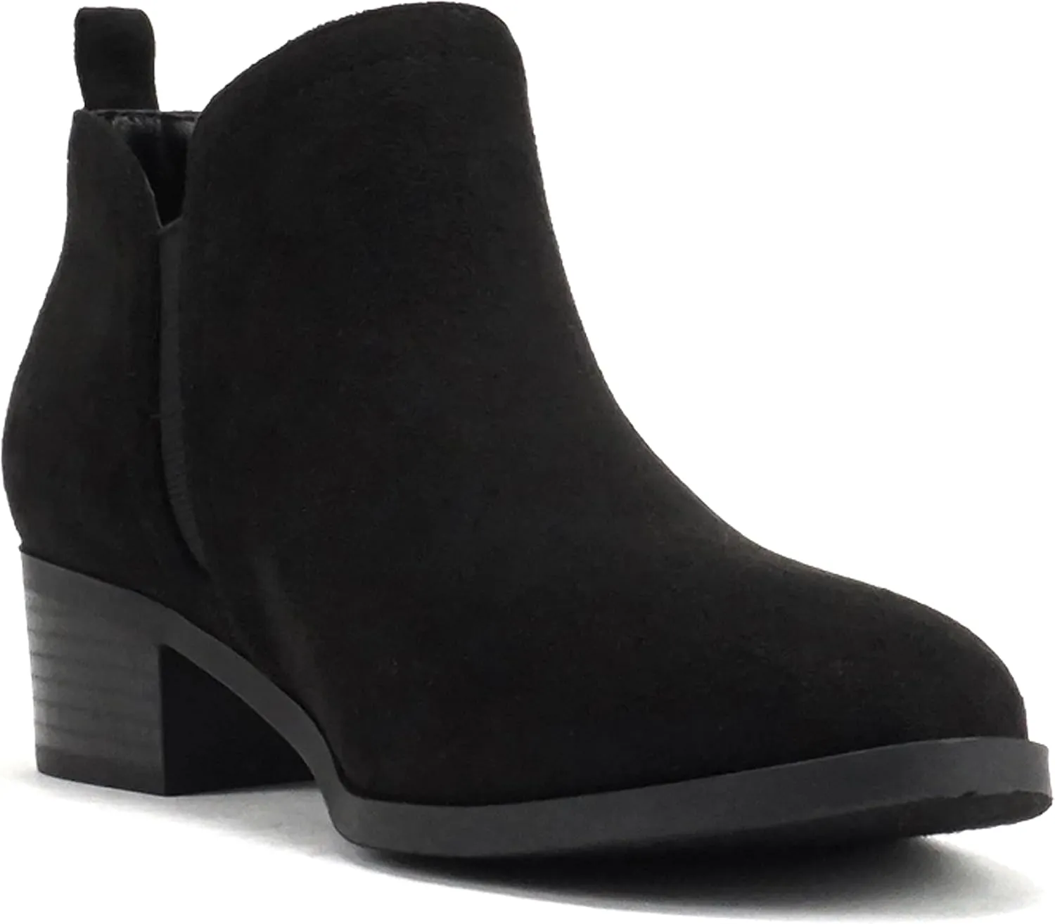 Soda “ZAYNE” ~ Women Round Toe Elastic Side Gore Side Zipper Pull Tab Low Heel Ankle Boot Bootie