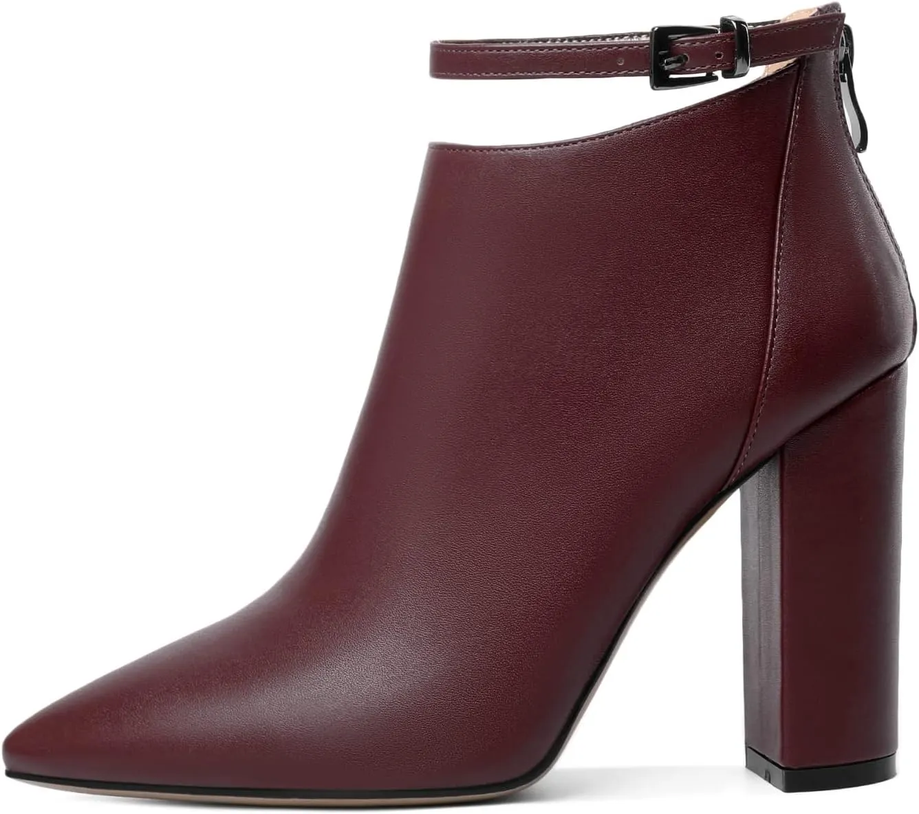 Soireelady Women Ankle Boots Pointed Toe Block Heel Ankle Booties Chunky High Heel Ankle Boots Classic Ankle Booties with Zipper Comfortable Adjustable Strap Ankle Boots