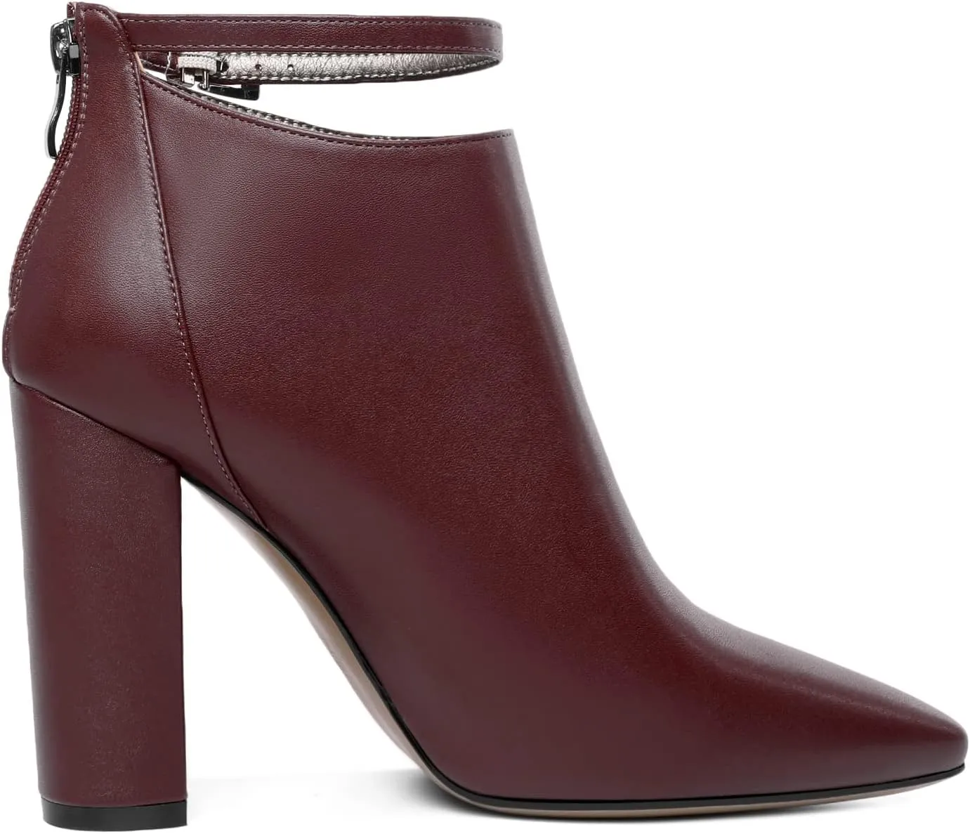 Soireelady Women Ankle Boots Pointed Toe Block Heel Ankle Booties Chunky High Heel Ankle Boots Classic Ankle Booties with Zipper Comfortable Adjustable Strap Ankle Boots