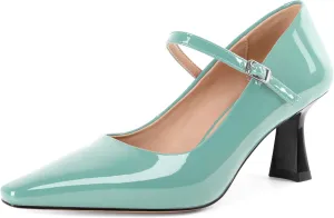 Soireelady Womens Kitten Heel Mary Jane Shoes Low Heel Little Square Toe Pumps Comfort Fashion Dress Shoes 2.5 Inches
