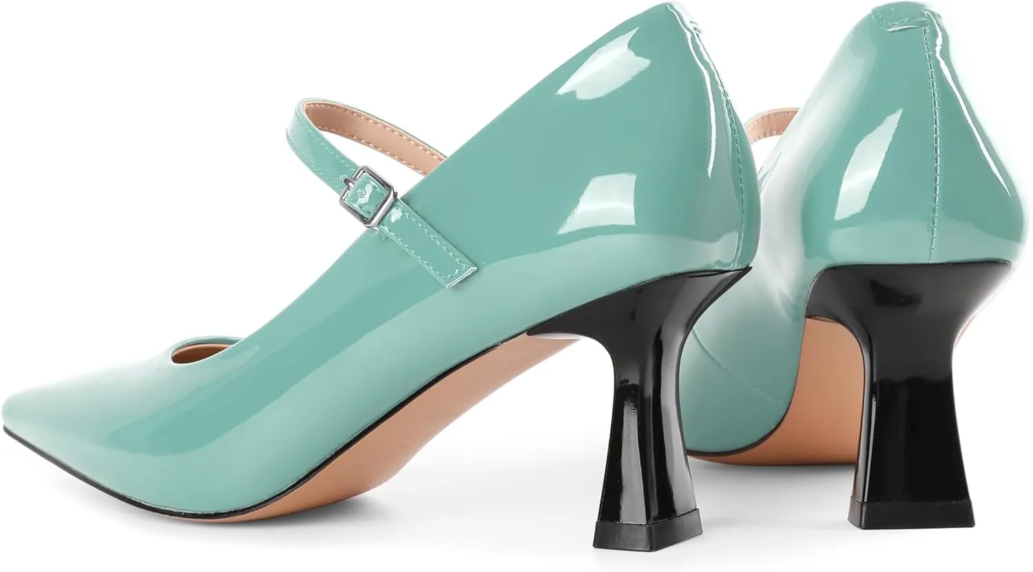 Soireelady Womens Kitten Heel Mary Jane Shoes Low Heel Little Square Toe Pumps Comfort Fashion Dress Shoes 2.5 Inches