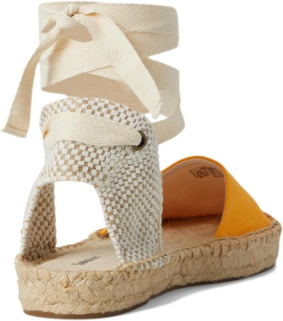Soludos Women's Linen Lauren Lace-up Flat Sandal