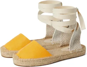 Soludos Women's Linen Lauren Lace-up Flat Sandal